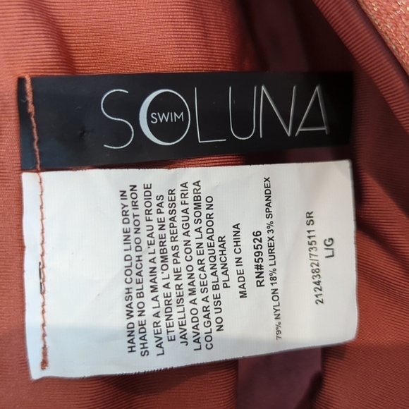 Soluna Lurex Shimmer Gold Swim Bikini Set Top and Bottoms Size Large Sweetheart - Picture 12 of 14